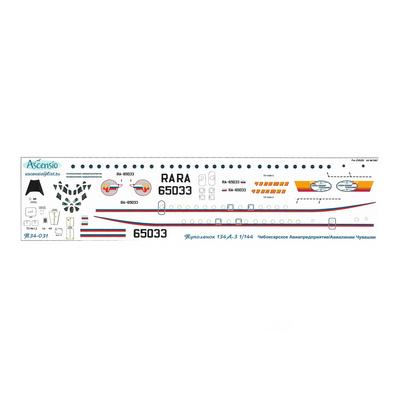 Т34-031 Ascensio 1/144 Декаль для Тушка-134A-3 
