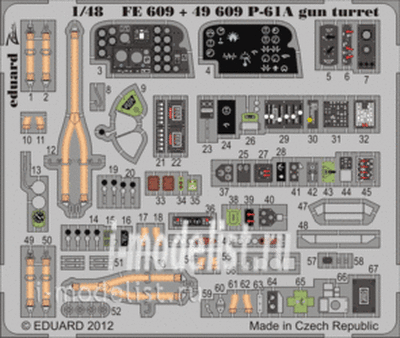 FE609 Eduard 1/48 Цветное фототравление для P-61A gun turret S. A.