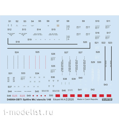 D48064 Eduard 1/48 Decal for Spitfire Mk. I technical inscriptions