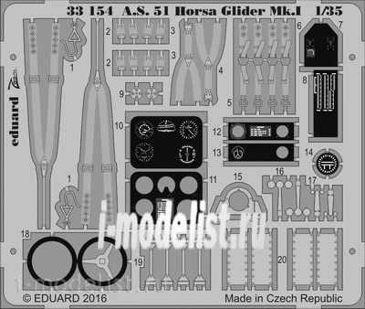 33154 Eduard 1/35 Фототравление для A.S. 51 Horsa Glider Mk.I 