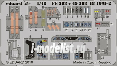 FE508 Edward 1/48 Color photo-etching for Bf 109F-2 S. A.