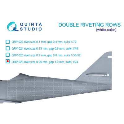 QRV-026 Quinta Studio 1/24 Double riveting rows (riveting size 0.25 mm, interval 1.0 mm), white, total length 5.8 m