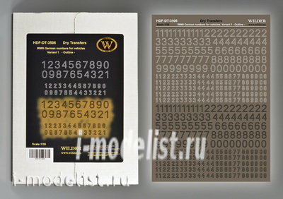 DT-3506 Wilder 1/35 Dry decal WWII German numbers for vehicles. Variant 1-Outline- 
