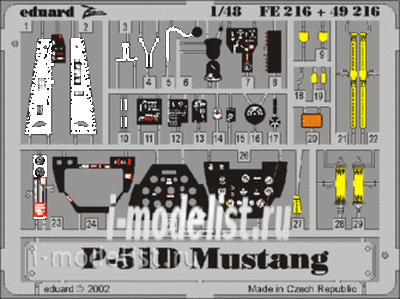 FE216 Eduard 1/48 Color photo etched parts for P-51D