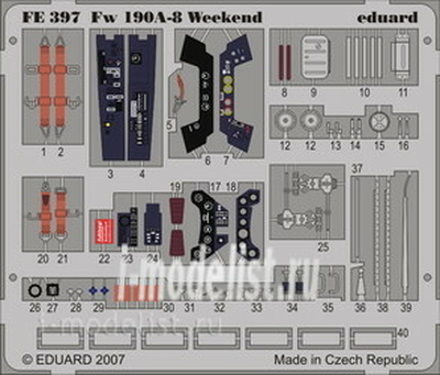 FE397 Eduard 1/48 Color photo etched parts for the Fw 190A-8 Weekend