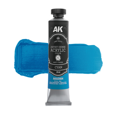 AKAD004 AK Interactive Акриловая краска ARTISTIC DENSE в тюбике - Голубой / CYAN – ARTISTIC DENSE ACRYLIC COLOR