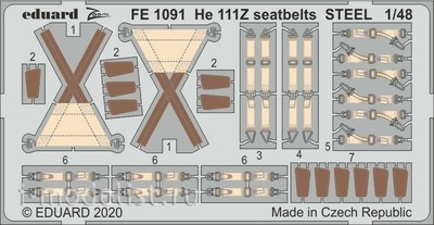 FE1091 Eduard 1/48 Фототравление для He 111Z стальные ремни