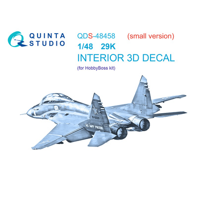 QDS-48458 Quinta Studio 1/48 3D Декаль интерьера кабины МiGG-29К (HobbyBoss) (малая версия)