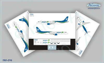 190-016 Ascensio 1/144 Декаль на самолёт Еmbaer 190 (Pegas (Ikar))