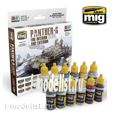 AMIG7174 Ammo Mig Набор акриловых красок PANTHER-G Colors Set for Interior and Exterior Set / Цвета интерьера и экстерьера Пантеры 