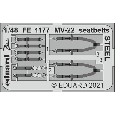 FE1177 Eduard 1/48 Фототравление для MV-22, ремни безопасности СТАЛЬНЫЕ