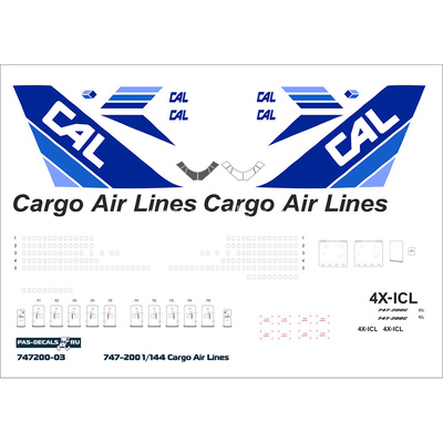 747200-03 PasDecals 1/144 Декаль на B 747-200 CAL