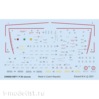 D48068 Eduard 1/48 Декаль для P-39 тех.надписи