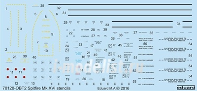D72011 Edward 1/72 Decal for Spitfire Mk. XVI Bubbletop technical inscriptions