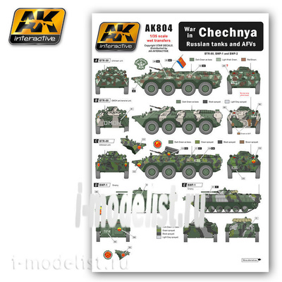 AK804 AK Interactive Декали для российской техники в Чеченской войне