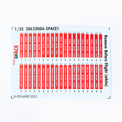 3DL32004 Eduard 1/32 3D Декали Remove Before Flight (белые) SPACE