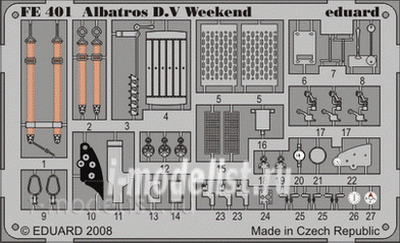 FE401 Eduard 1/48 Цветное фототравление для Albatros D. V Weekend