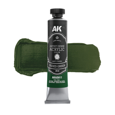 AKAD011 AK Interactive Акриловая краска ARTISTIC DENSE в тюбике - Выцветший зелёный / FADED GREEN – ARTISTIC DENSE ACRYLIC COLOR
