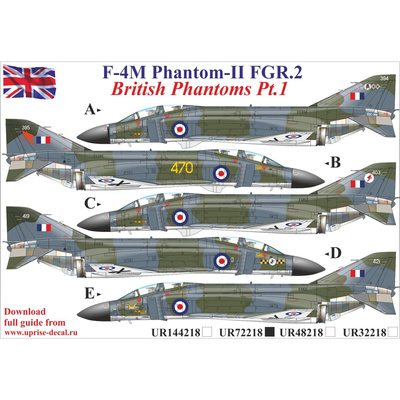 UR72218 UpRise 1/72 Декали для British F-4M Phantom-II FGR, FFA (удаляемая лаковая подложка)