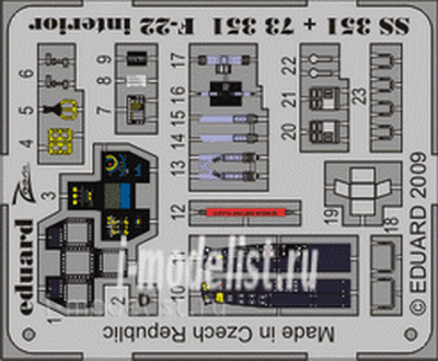 Ss351 Eduard 1/72 Цветное фототравление для F-22 interior S. A. (интерьер)
