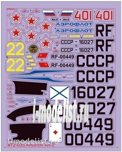 D72001 1/72 Zebrano Decal on the aircraft an - 2