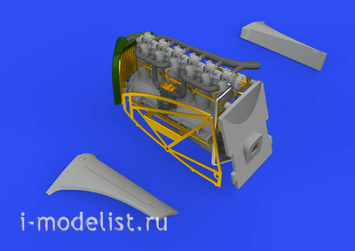 672223 Eduard 1/72 set of additions to the model Fokker D. VII (OAW) engine / Mercedes D. III (Eduard)