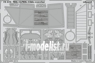 72575 Eduard 1/72 Фототравление для MiGG-15/MiGG-15bis exterior