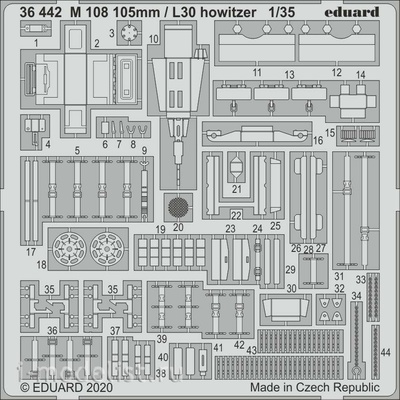 36442 Eduard 1/35 Набор фототравления M 108 105mm / L30 howitzer