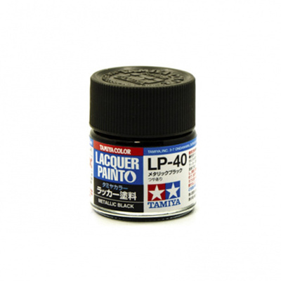 82140 Tamiya LP-40 Metallic Black (Черный металлик) краска лаковая, 10 мл.