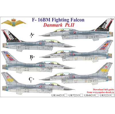 UR32215 UpRise 1/32 Декали для F-16BM Fighting Falcon Danmark Pt.2