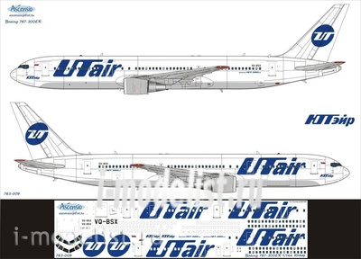 763-009 Ascensio 1/144 Scales the Decal on the plane Boeng 767-300 (UTair)