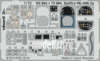 73664 Eduard 1/72 Фототравление для Spitfire Mk. I/Mk. IIa