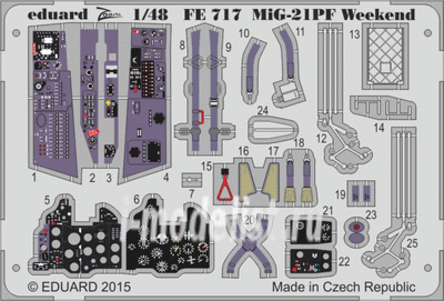 FE717 Eduard 1/48 Цветное фототравление MiGG-21PF  Weekend