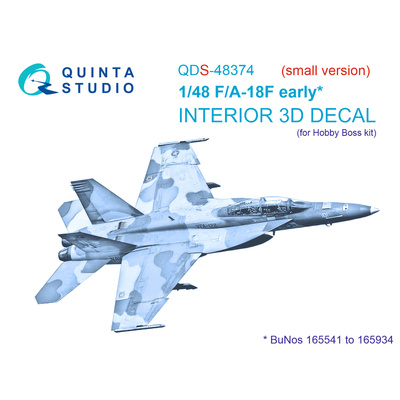 QDS-48374 Quinta Studio 1/48 3D Декаль интерьера кабины F/A-18F early (HobbyBoss) (Малая версия)