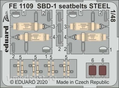 FE1109 Eduard 1/48 Фототравление для SBD-1 стальные ремни
