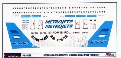 PD-14409 PasDecals 1/144 Декаль на А-320 METROJET