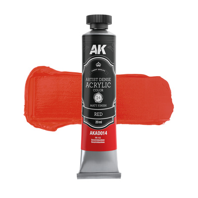 AKAD014 AK Interactive Акриловая краска ARTISTIC DENSE в тюбике - Красный / RED – ARTISTIC DENSE ACRYLIC COLOR