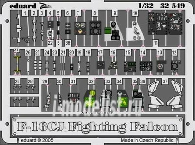 32549 1/32 Eduard Color photo etched parts for F-16CJ interior   