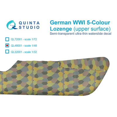QL48001 Quinta Studio 1/48 German WWI 5-color Lozenges (upper surfaces)