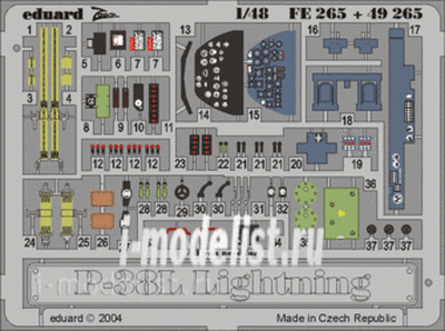 FE265 Eduard 1/48 Цветное фототравление для P-38L