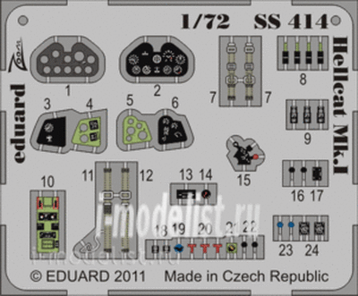 SS414, Eduard 1/72 Color photo etched parts for the Hellcat Mk. I S. A.