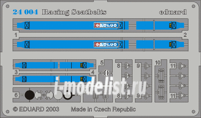 24004 Eduard photo etched parts for 1/24 Sparco 4 points Blue