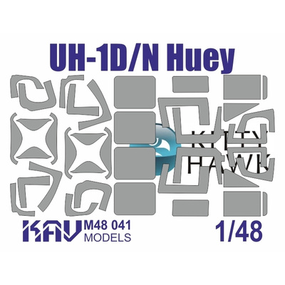 M48 041 KAV Models 1/48 Окрасочная маска на остекление UH-1D/N (Kitty Hawk)