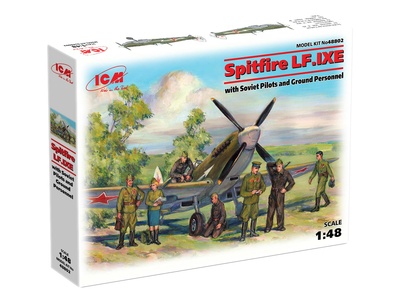 48802 ICM 1/48 Spitfire LF.IXE с Советскими пилотами и техниками