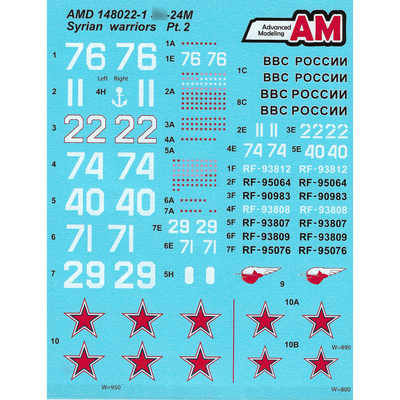 AMD148022-1 Advance Modeling 1/48 Декали для С-24М из состава Авиационной Группы ВКС России в Сирии, аэродром Хмеймим