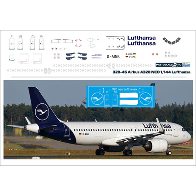 320-45 PasDecals 1/144 Decal for 320 NEO Lufthansa NEW Black