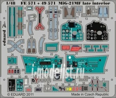 FE571 Eduard 1/48 Цветное фототравление для MiGG-21MF late interior S. A 