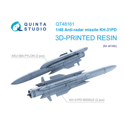 QT48161 Quinta Studio 1/48 Противорадиолокационные ракеты Х-31ПД с пусковыми устройствами, 2 шт. (для всех моделей)