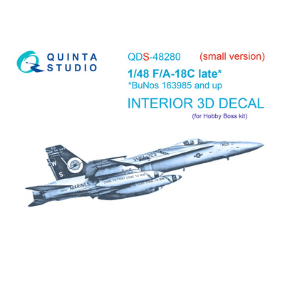 QDS-48280 Quinta Studio 1/48 3D Cabin Interior Decal F/A-18C late (HobbyBoss) (Small version)