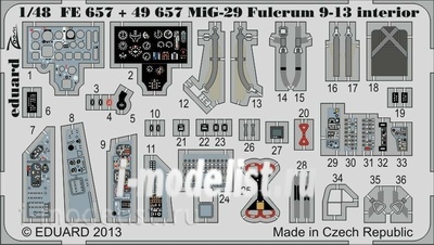 FE657 Eduard 1/48 Цветное фототравление для MiGG-29 Fulcrum 9-13 interior S.A.